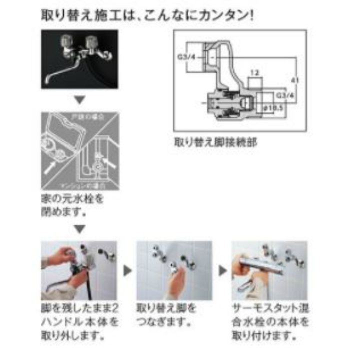 TBV03422Z GGシリーズ 壁付サーモスタット混合水栓（2ハンドル切り替え