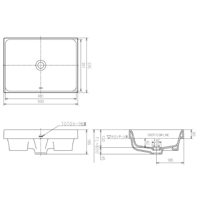 LS716 ベッセル式洗面器 角型【TOTO】 TOTO【アウンワークス通販】