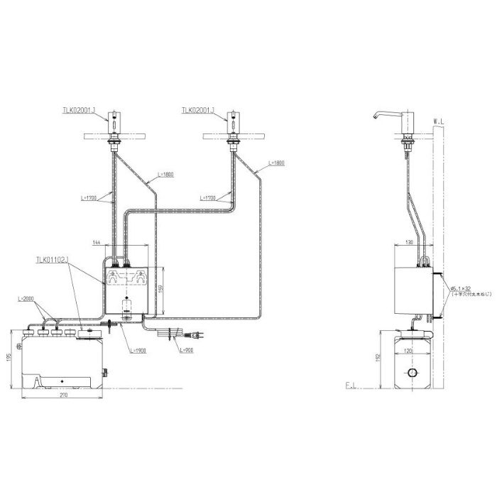 TLK02S02J 自動水石けん供給栓 オートソープディスペンサー 3L TLK02S02J 自動水石けん供給栓 オートソープディスペンサー 3L