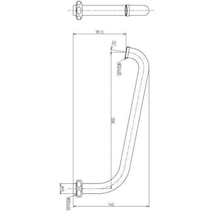 THY231 自在スパウト260mm 先端ねじW22山20付き