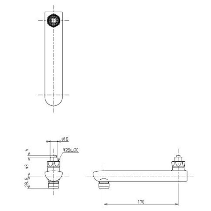 THY261AR 自在スパウト170mm 整流キャップ付き