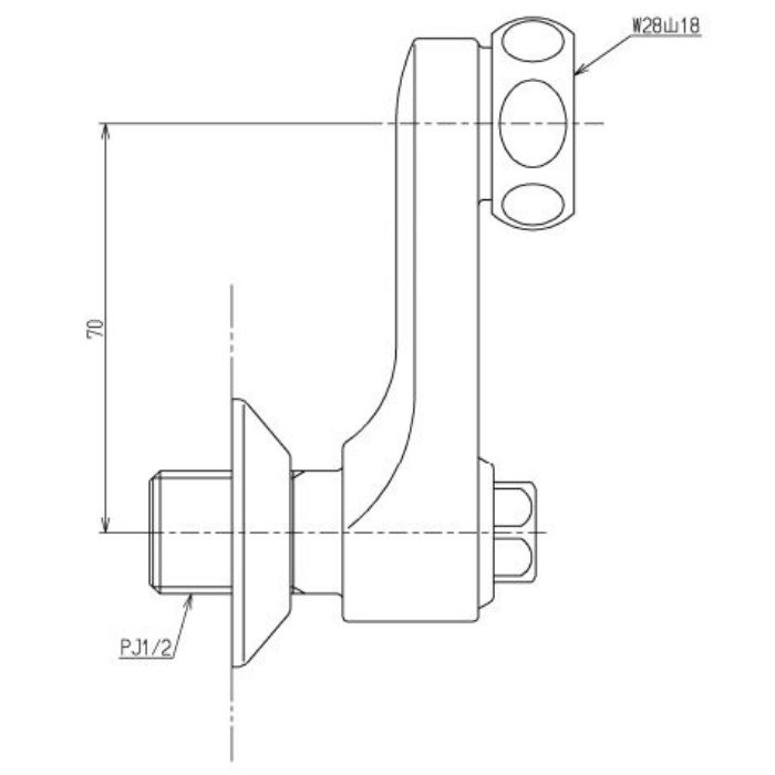 THD62 止水栓付取付脚 サーモスタット用 70mm 2個入 TOTO【アウン