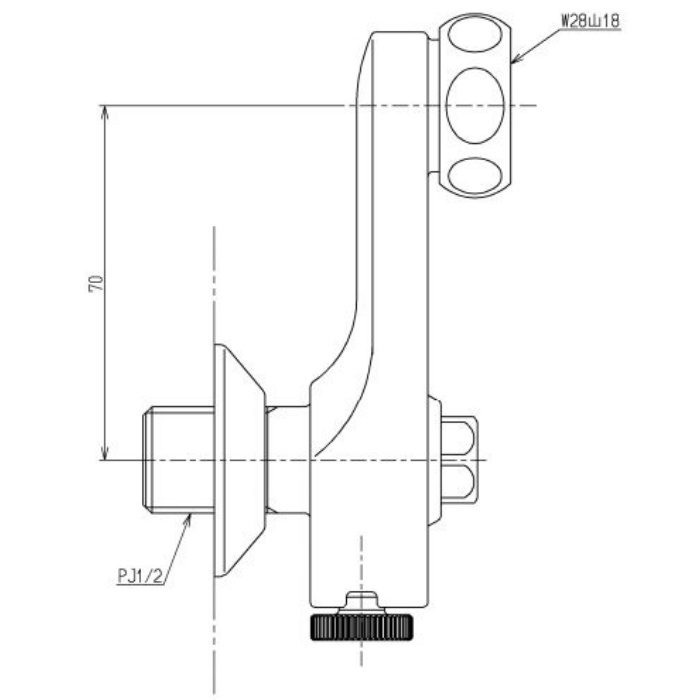 THD62-1 止水栓付取付脚 サーモスタット用 寒冷地用 70mm 2個入