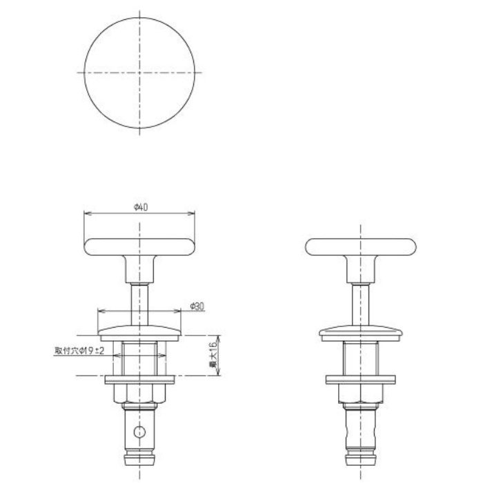 THD76 操作部 ワンプッシュ式 排水金具用大型押しボタン TOTO【アウン