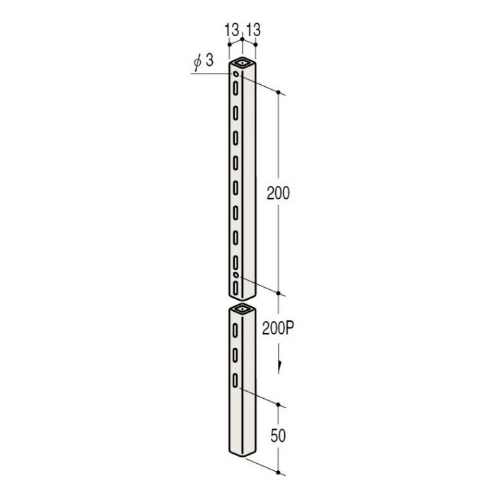 S1B-13/13-1800-3 スクエアースリットB 1800mm クローム
