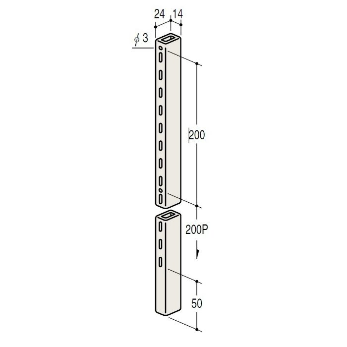 S1B-14/24-2700-3 レクタングルスリットB 2700mm クローム