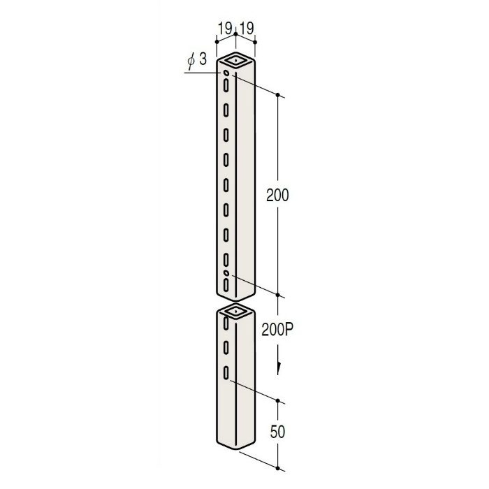 S1B-19/19-1800-5 スクエアースリットB 1800mm Aホワイト