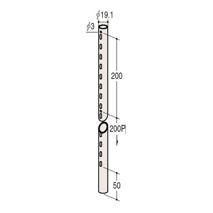 S1B-19-2700-3 ラウンドスリットB19 2700mm クローム