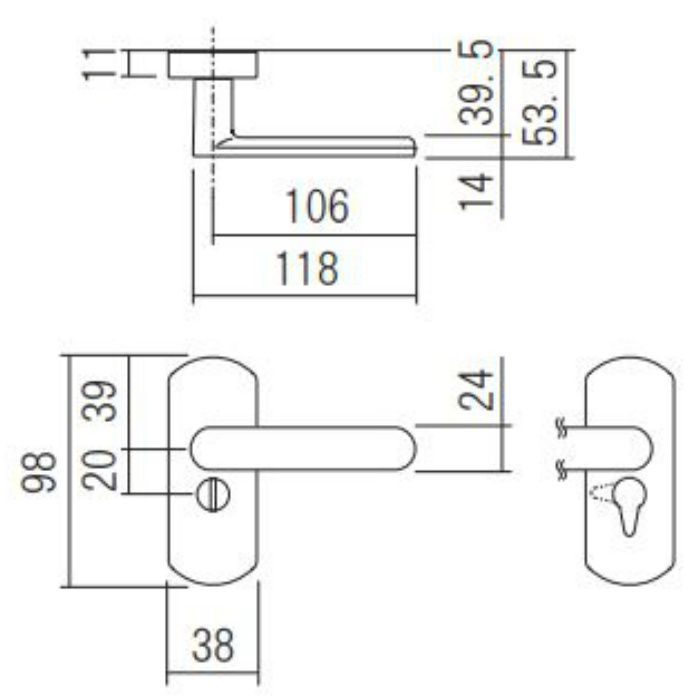 LU-BP4-2S-WH BS32 浴室用レバーハンドル BP4型 間仕切錠 小判座DT30 バックセット32mm ペールホワイト 久力製作所 【アウンワークス通販】