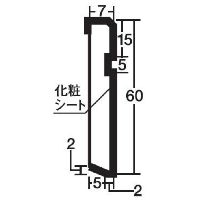 WUK65 ウッドデコ副資材 巾木 4本／ケース