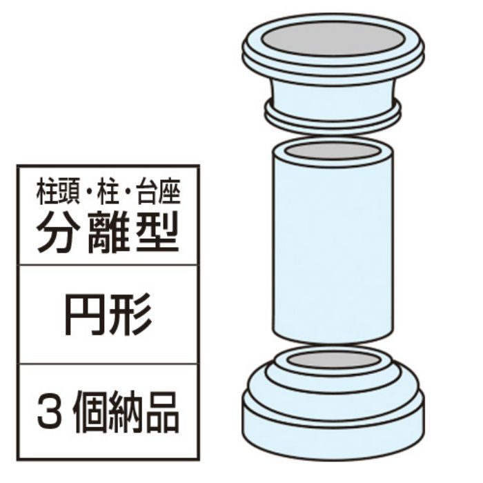 FG201 エレガンスFRP製 内装用 分離型コラム 円形 柱頭・柱・台座セット ※チャーター便・別途送料