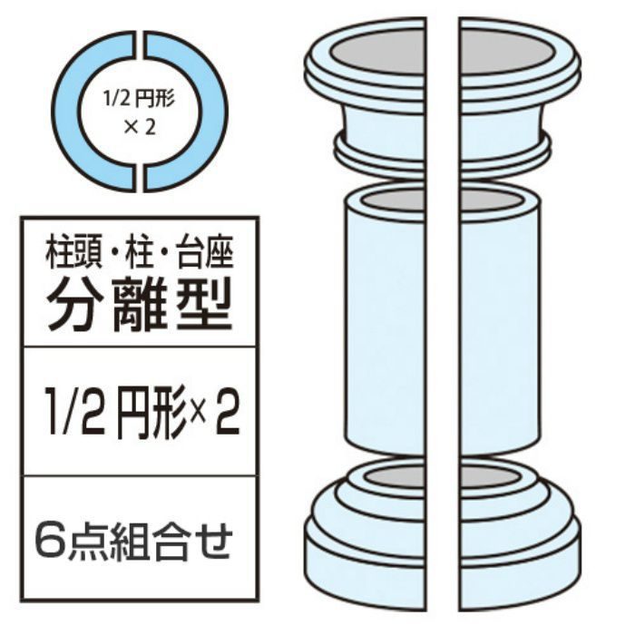 FGB24M エレガンスFRP製 内装用 分離型コラム 1／2円形×2 台座 φ420×210mm ※チャーター便・別途送料