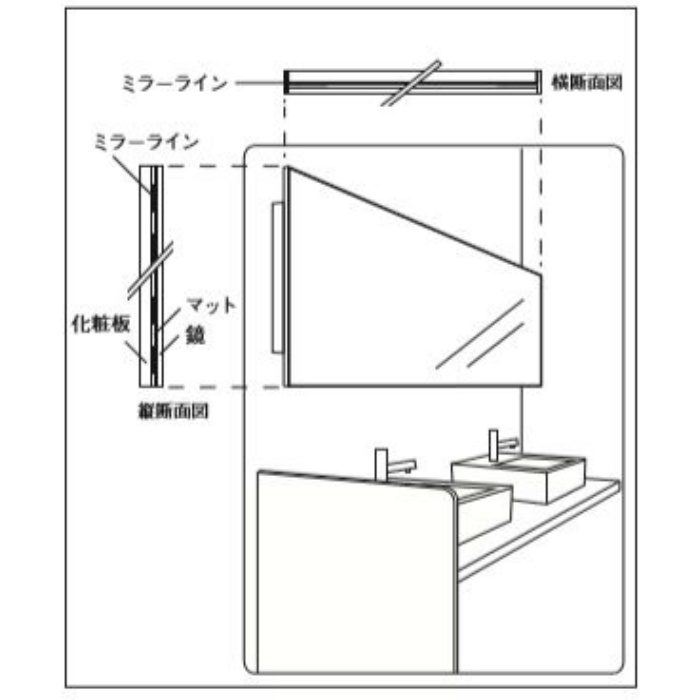 08857 ステン ミラーライン T型 3mm×20mm×1990mm HL 5mm・6mm鏡用