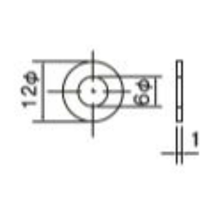 16186 ビニール 両面ダボ用パッキン 平12mm×6mm×1mm 透明 12mm用 1袋（100個入）