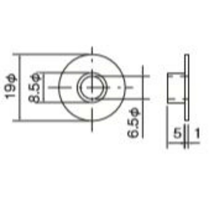 16210 ビニール 両面ダボ用パッキン 凸19mm×6.5mm×6mm 透明 20mm用