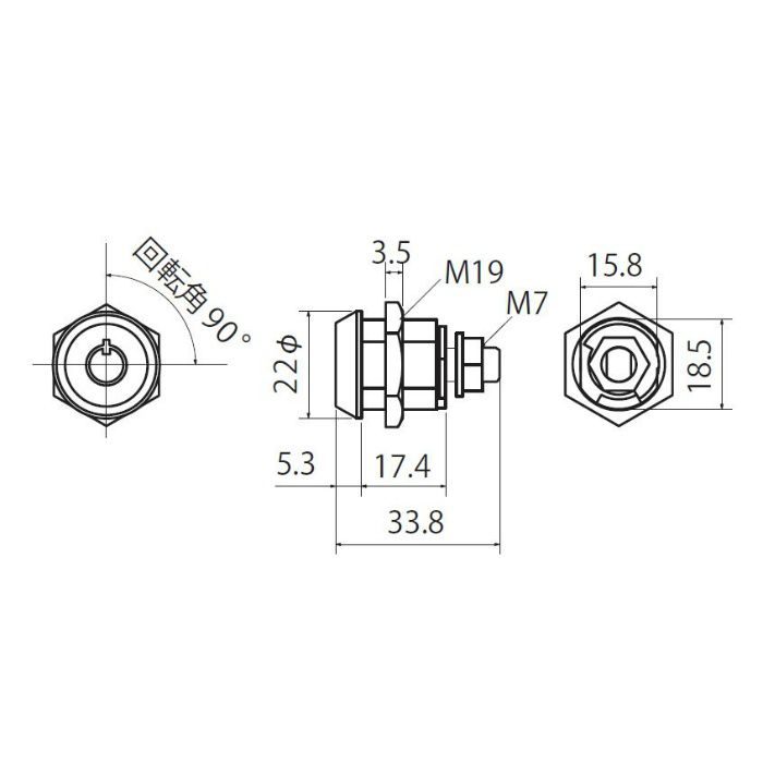 76998 八万ロック（カム無） クローム L＝16 同鍵 F8900 左右兼用