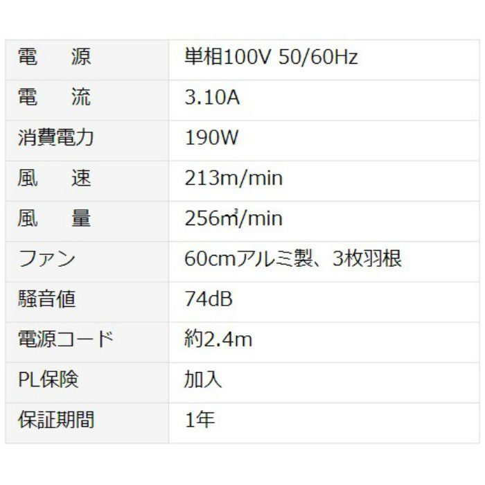 DCF-60PN DCモータービッグファン ナカトミ【アウンワークス通販】