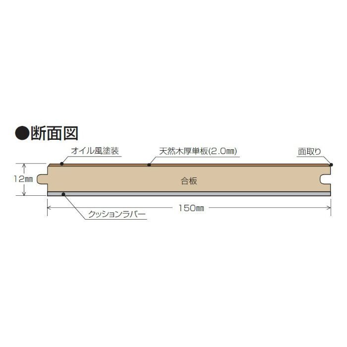 GW-532 ワイルドフラット（ウォールナット／オイル風仕上げ） 150mm巾 2mm厚単板 24枚入