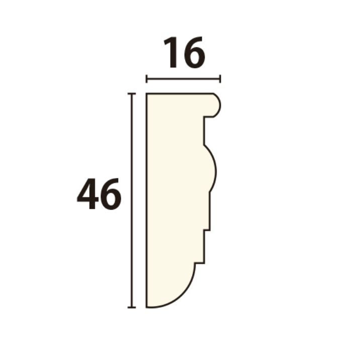 PM429 パスタモールディング 内装用 木製モールディング 無塗装品 46×16mm 3600mm アユース材