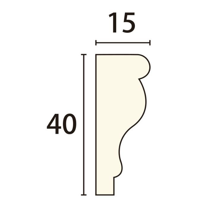 FL163L2 フレキサンメント 内装用 モールディング 廻り縁 無塗装品 40×15mm 2000mm 軟質ポリ塩化ビニル