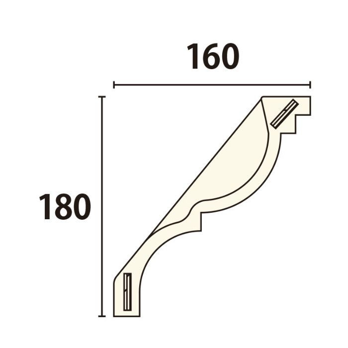PC1180S パワーセラ 内装用 モールディング 出隅 無塗装品 180×160mm 500×500×180mm ガラス繊維強化石膏