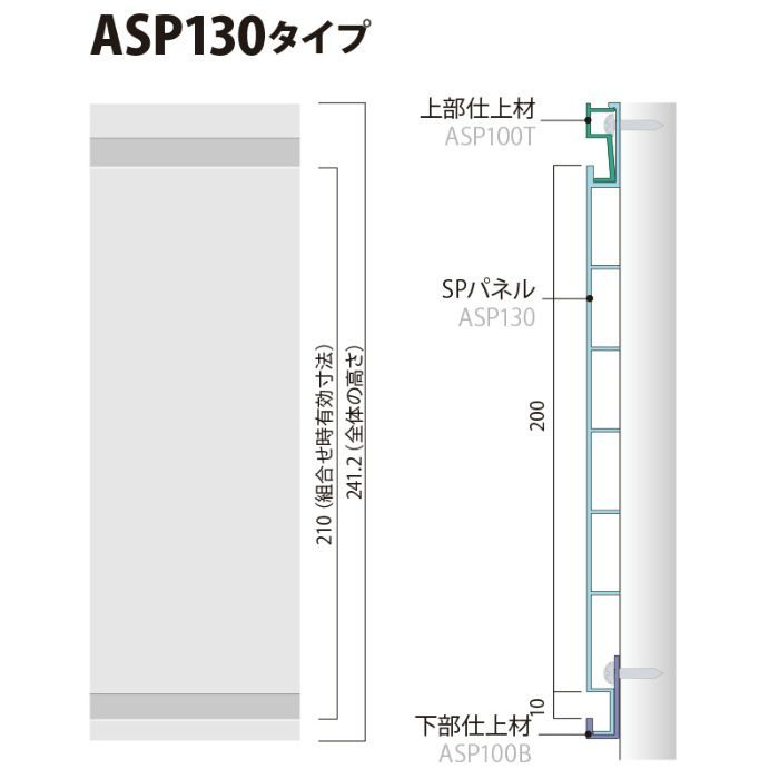 ASP130PW SPシステムパネル ASP130タイプ 内装・外装用機能パネル SPパネル 241.2×10mm 4000mm ホワイト色