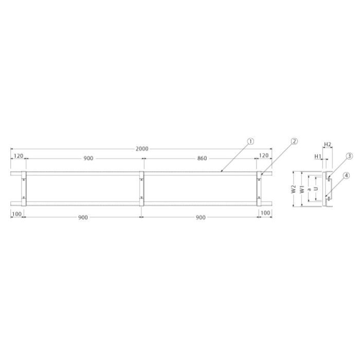 SL-20C-U30 クランプ付きステンレス製受枠 U字溝用