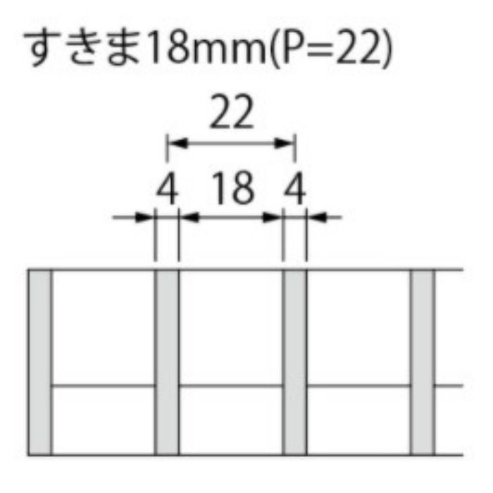 カネソウ　SUSグレーチング　ボルト固定式プレーンタイプ横断溝・側溝用　(SMGL-11520-P=22枠付 RL-20A)すきま18mm　寸法：150×994×20 - 5