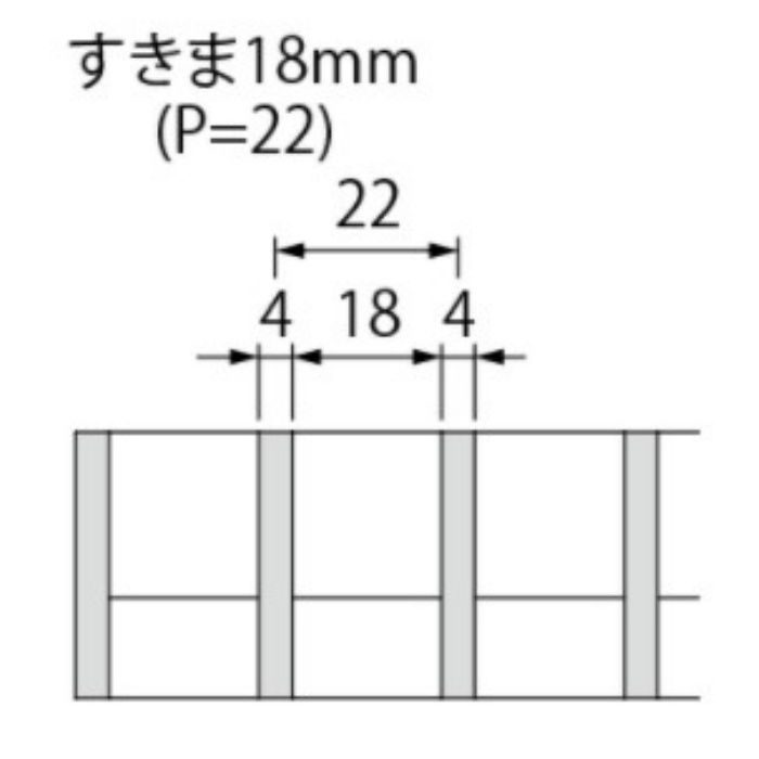 SMGL-15050 P=22 ステンレス製グレーチング ボルト固定式 プレーンタイプ  横断溝・側溝用 ピッチ22mm T－14 500×994×50mm　フタのみ