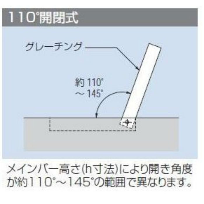 HSF-5365 スチール製グレーチング 110°開閉式 プレーンタイプ 集水桝用