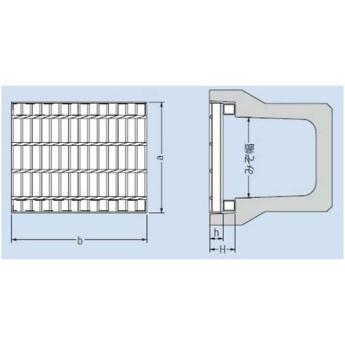 HSJ-P-5160B スチール製グレーチング かさあげ型 プレーンタイプ JIS型側溝用 T-20仕様 クッション付 510×995×60／110mm
