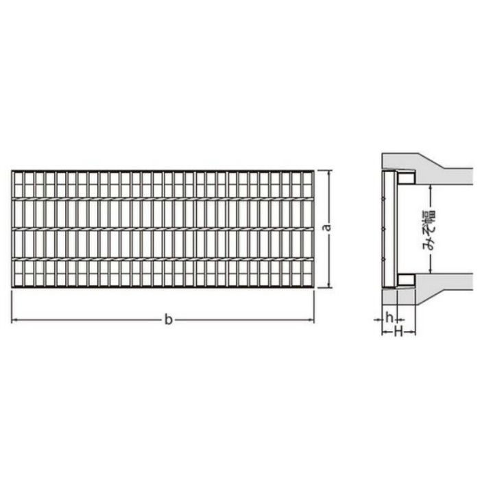 HSV-P-93438A スチール製グレーチング かさあげ型 プレーンタイプ 自由