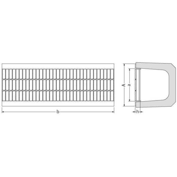 HXHU-P-2425 スチール製グレーチング 滑り止め模様付 歩道U字溝用 クッション付 T－2仕様 230×995×25mm【セール開催中】