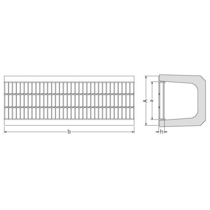 HSHU-3650 スチール製グレーチング プレーンタイプ 歩道U字溝用 T－14