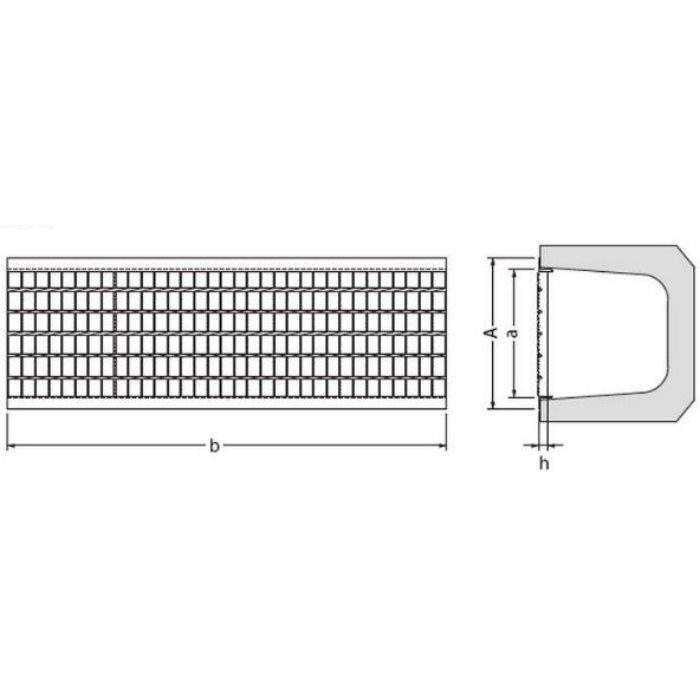 HXUM-21819 スチール製グレーチング 滑り止め模様付 歩道U字溝用 歩行用 170×993×19mm