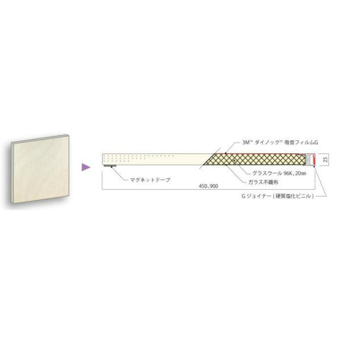吸音パネル サウンドマイルド 450×450mm GFW‐338 ウォールナット 8枚入 【受注生産品】