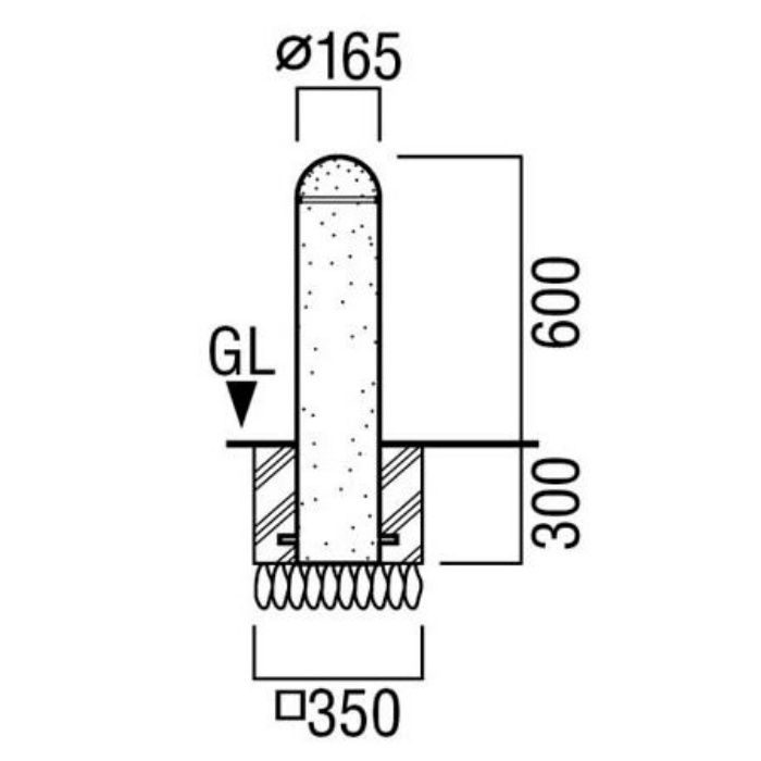 LP-530-600-165-WST ランドポール 車止め スタンダードタイプ 白御影調