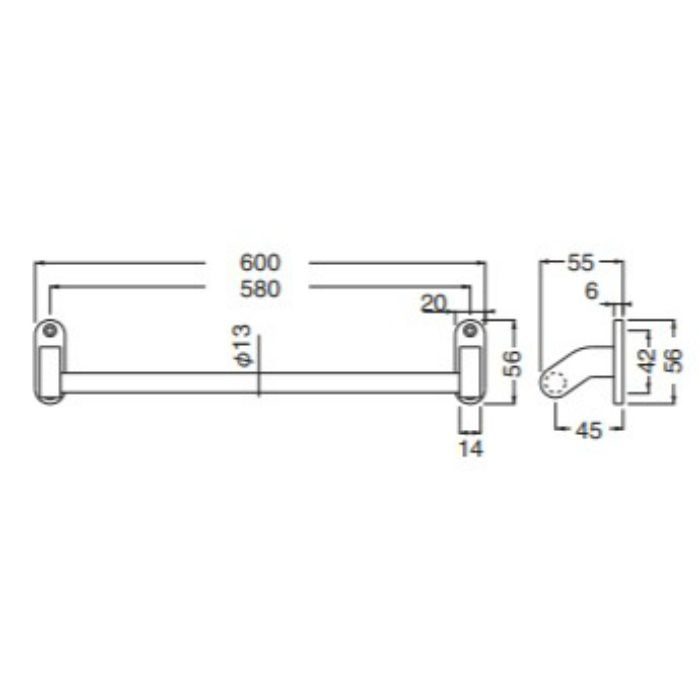 BT-40 フラットタオル掛 600mm 金 シロクマ【アウンワークス通販】