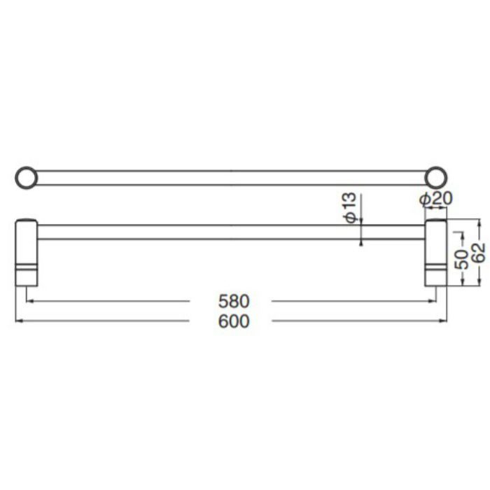 BT-51 ルピナスタオル掛 600mm クローム