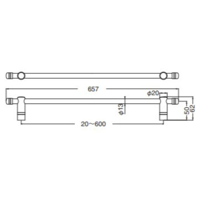 シロクマ フリーピッチタオル掛 600mm 金 BT-53 [A051007]-