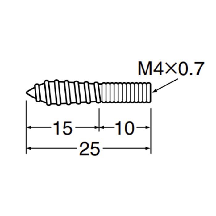 FF-4 ハンガーボルト（鉄） M4×25 クロメート 500ヶ入