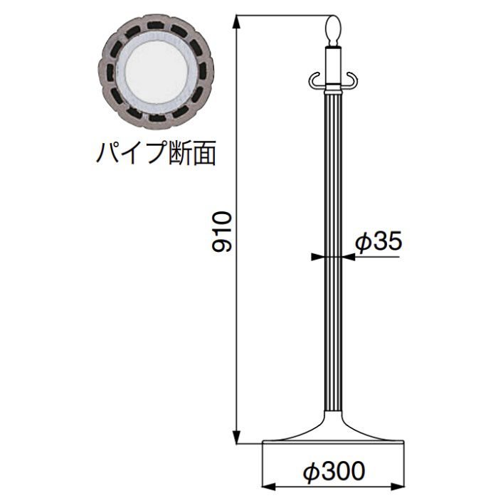 3本入 シロクマ フロアパーティションポール FPP-0261-クローム