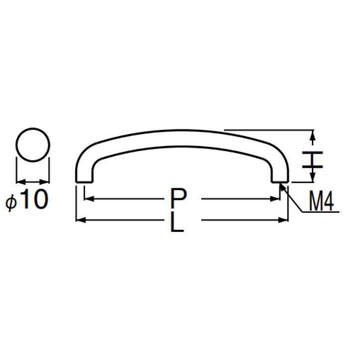 HB-71 D形丸棒ハンドル 105mm 金