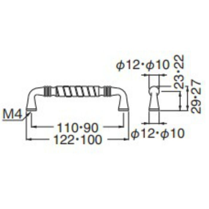 HB-84 ヴィオラハンドル 110mm 仙徳