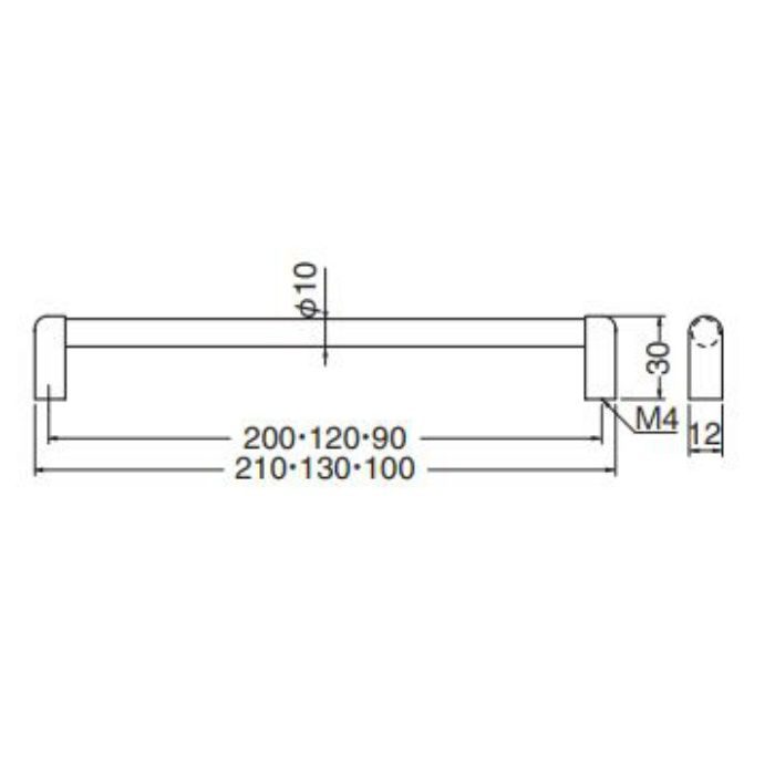 HC-27 ラミーハンドル 200mm 鏡面磨・クローム【セール開催中】