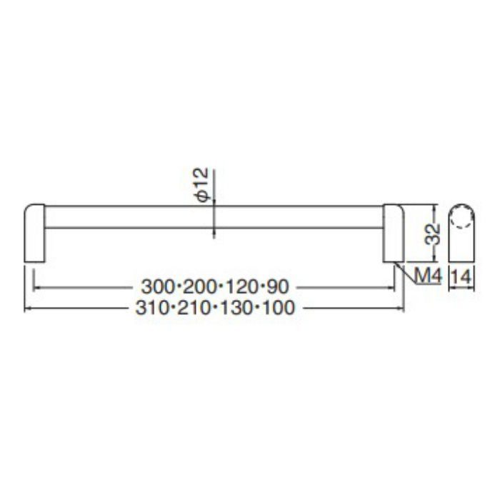 シロクマ 木目リバティーハンドル 200mm Lオーク/クローム HC-32