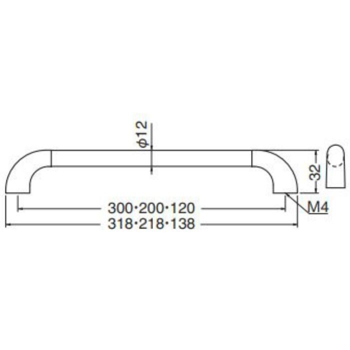 HC-37 ユニバーサルハンドル 200mm 鏡面磨・クローム シロクマ【アウン