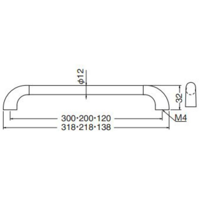 HC-37 ユニバーサルハンドル 120mm 鏡面磨・クローム