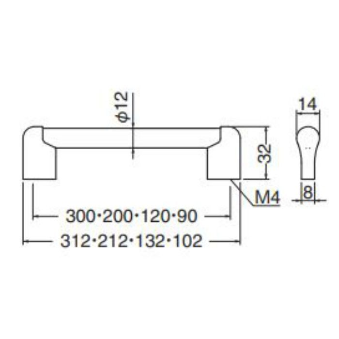 HC-39 木目マランツハンドル 300mm Mオーク・純金
