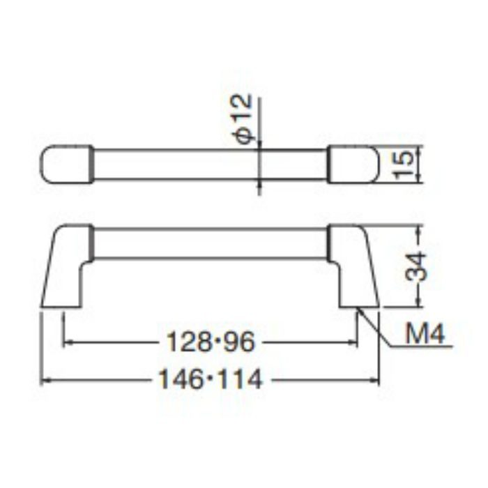 HC-43 ウッドグラミーハンドル 128mm Mオーク・ゴールド塗装 シロクマ